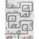 Vroomville Kids Machine Washable Beige/Grey Bedroom Rug