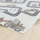 Vroomville Kids Machine Washable Beige/Grey Bedroom Rug - Image 4