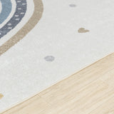 Raini-Bow Kids Machine Washable Multicolour Bedroom Rug