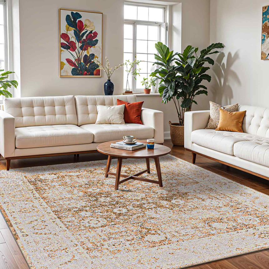 Anseline Machine Washable Oriental Boho Rust Rug