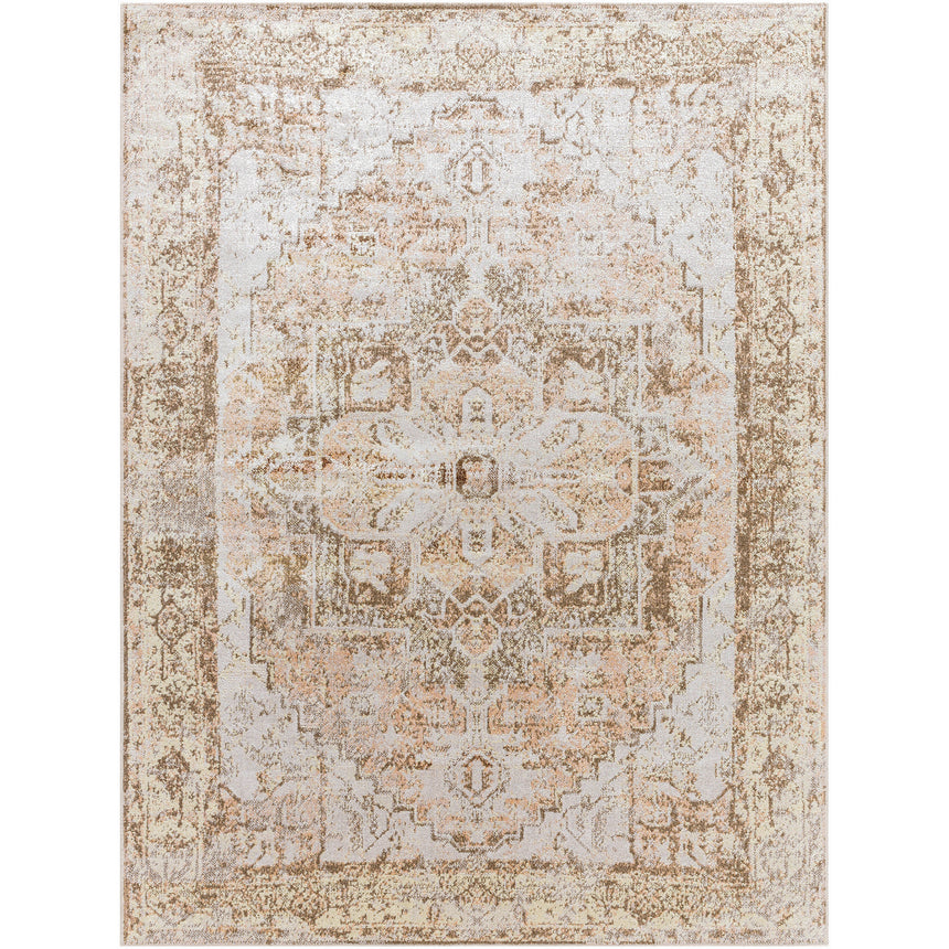Vivian Machine Washable Oriental Boho Clay/Dark Brown Rug