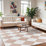 Ghislaine Machine Washable Modern Boho Diamond Light Brown Rug