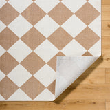 Ghislaine Machine Washable Modern Boho Diamond Light Brown Rug