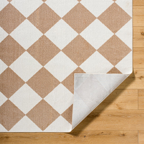 Ghislaine Machine Washable Modern Boho Diamond Light Brown Rug - Image 4