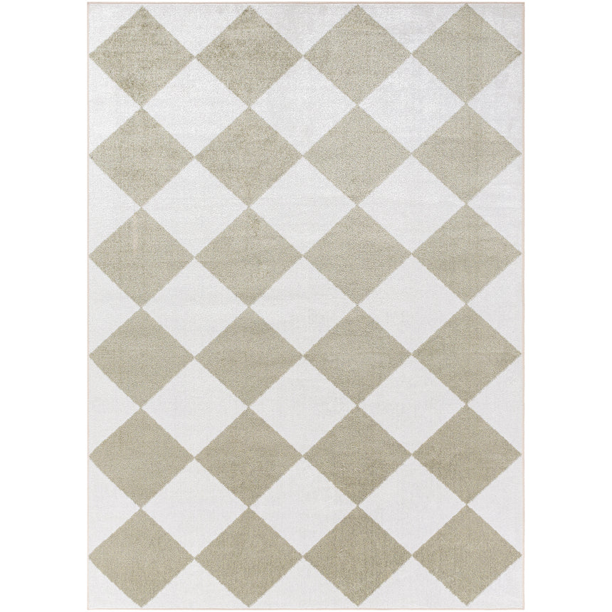 Ghislaine Machine Washable Modern Boho Diamond Dusty Sage Rug