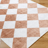 Ghislaine Machine Washable Modern Boho Diamond Rust Rug