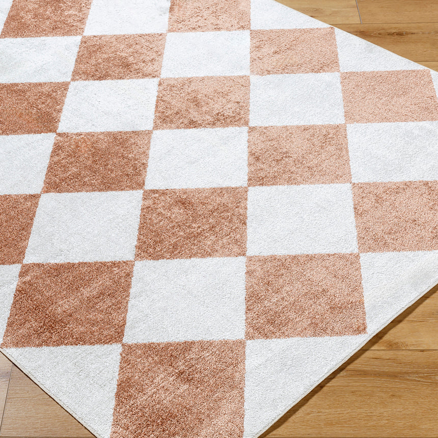 Ghislaine Machine Washable Modern Boho Diamond Rust Rug