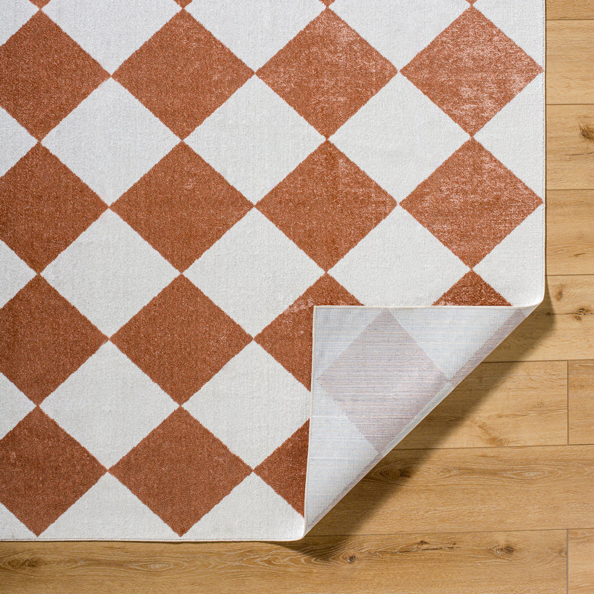 Ghislaine Machine Washable Modern Boho Diamond Rust Rug