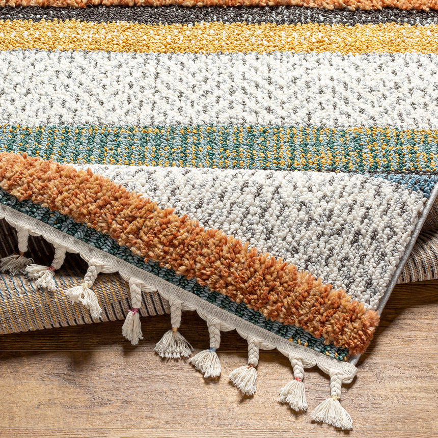 Luciana Shaggy Modern Boho Plush Pile Cream Rug