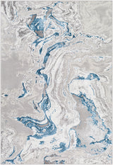 Dahlia Abstract Modern Marble Dark Blue Rug - Image 1