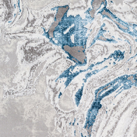 Dahlia Abstract Modern Marble Dark Blue Rug - Image 5