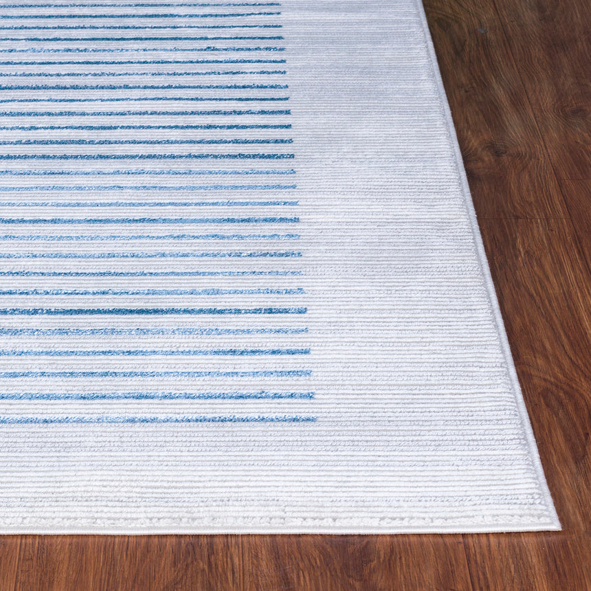 Kaysa Scandi Modern Dark Blue Striped Rug