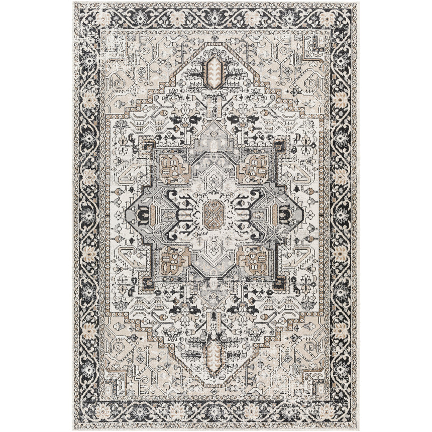 Liana Machine Washable Oriental Boho Beige Rug