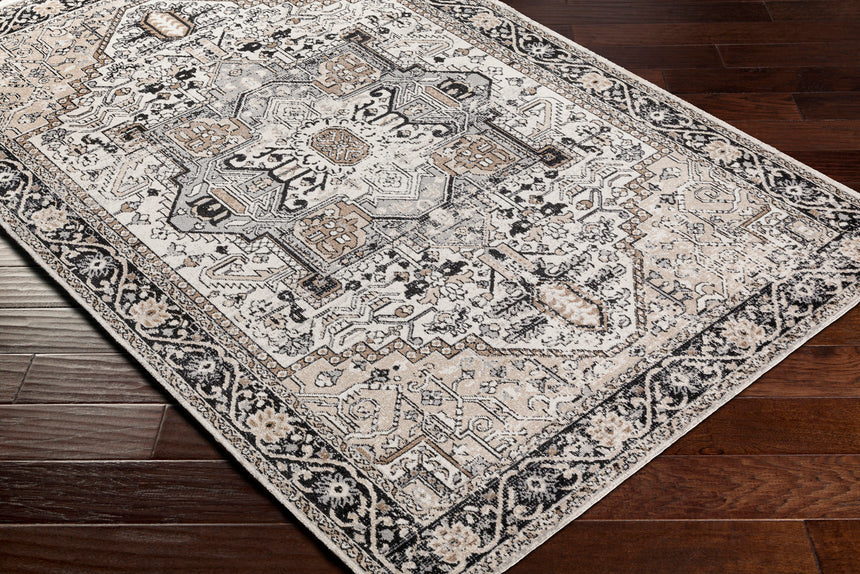 Liana Machine Washable Oriental Boho Beige Rug