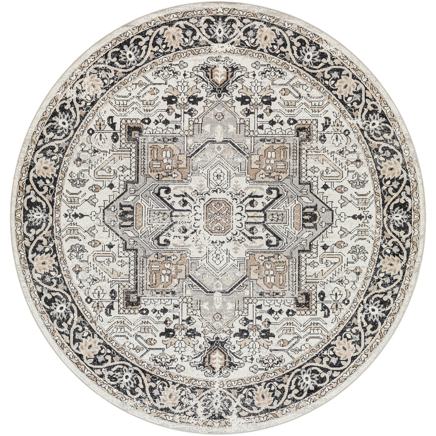 Liana Machine Washable Oriental Boho Beige Rug