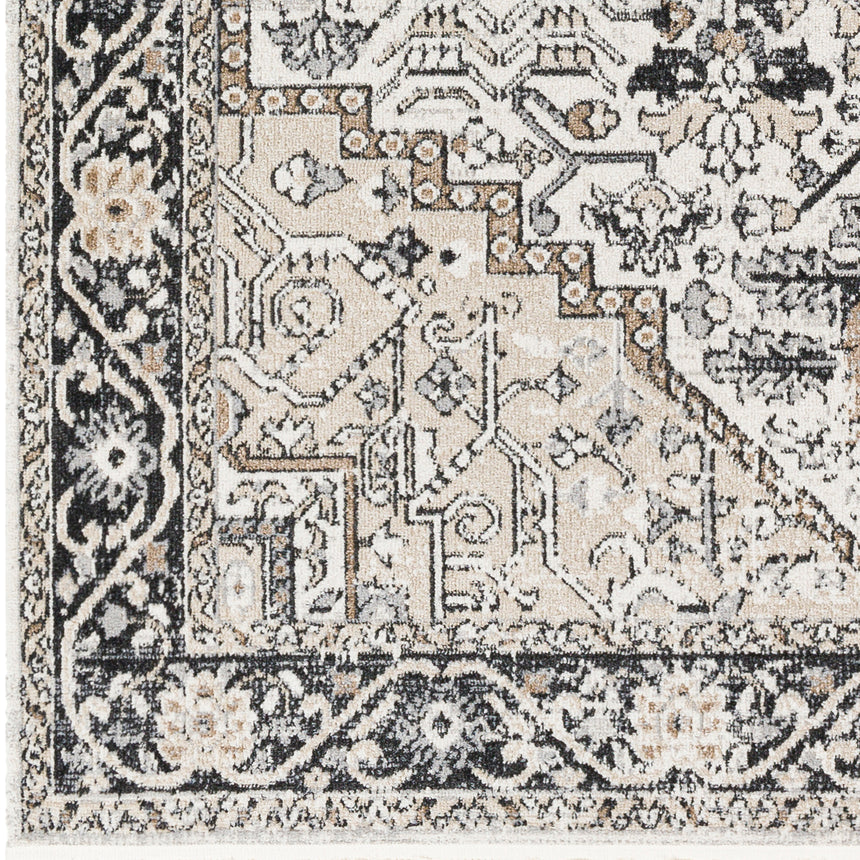 Liana Machine Washable Oriental Boho Beige Rug