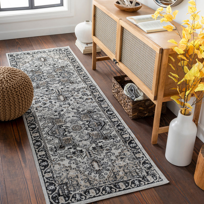 Liana Machine Washable Oriental Boho Beige Rug