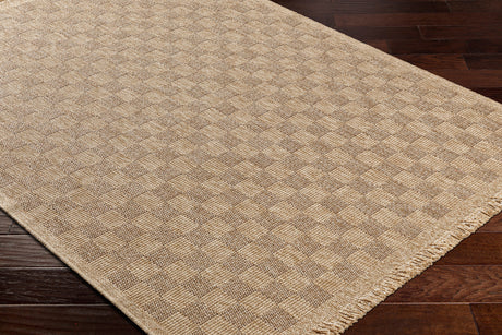 Tori In- & Outdoor Cottage Jute-Look Light Brown Checkered Rug - Image 6