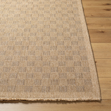 Tori In- & Outdoor Cottage Jute-Look Light Brown Checkered Rug - Image 5
