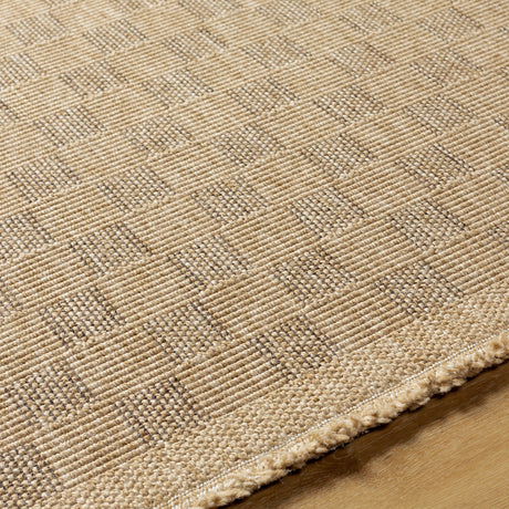 Tori In- & Outdoor Cottage Jute-Look Light Brown Checkered Rug - Image 3
