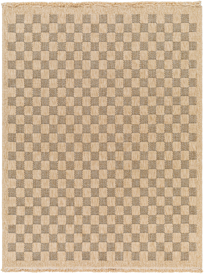 Tori In- & Outdoor Cottage Jute-Look Light Brown/Black Checkered Rug
