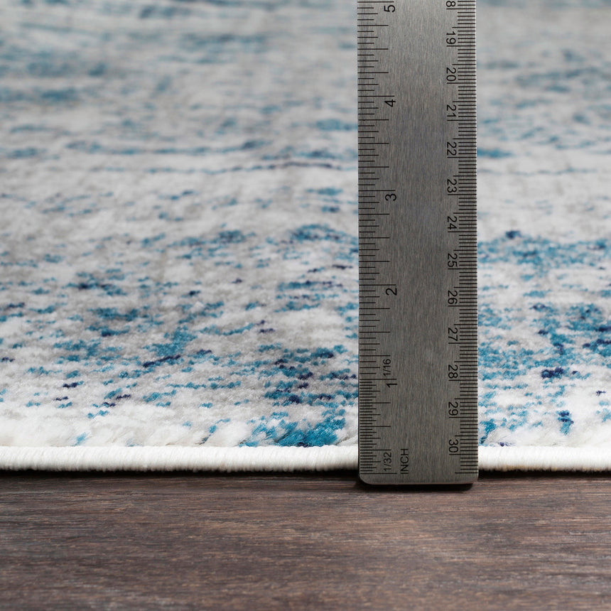 Neelam Vintage Oriental Boho Sky Blue/Light Grey/White/Navy Rug