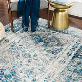 Neelam Vintage Oriental Boho Sky Blue/Light Grey/White/Navy Rug