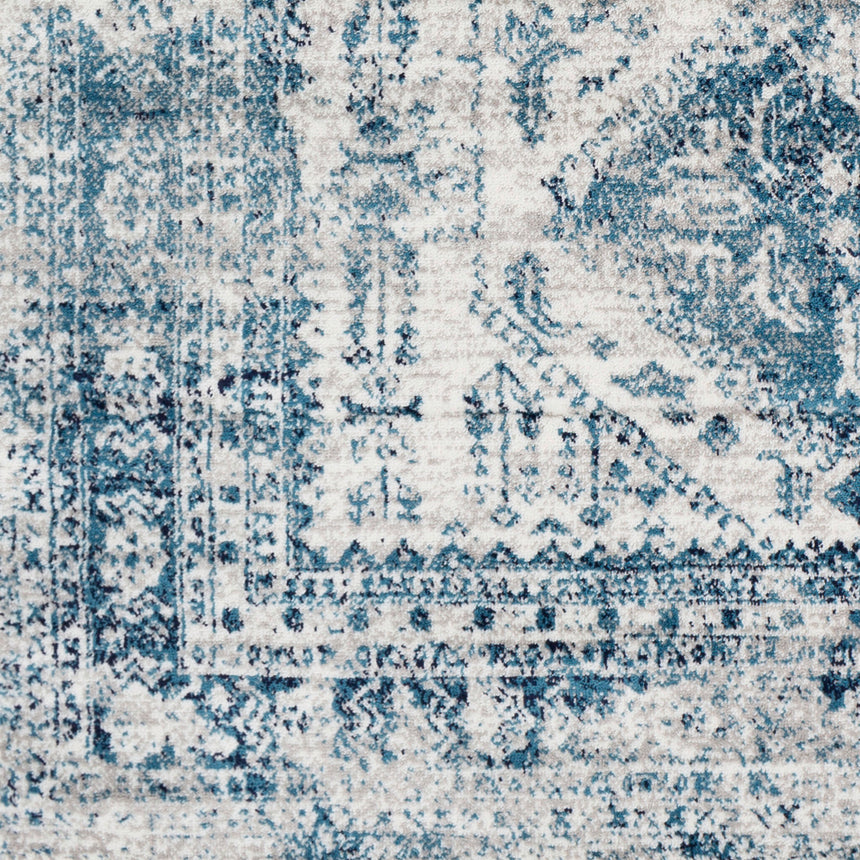 Neelam Vintage Oriental Boho Sky Blue/Light Grey/White/Navy Rug