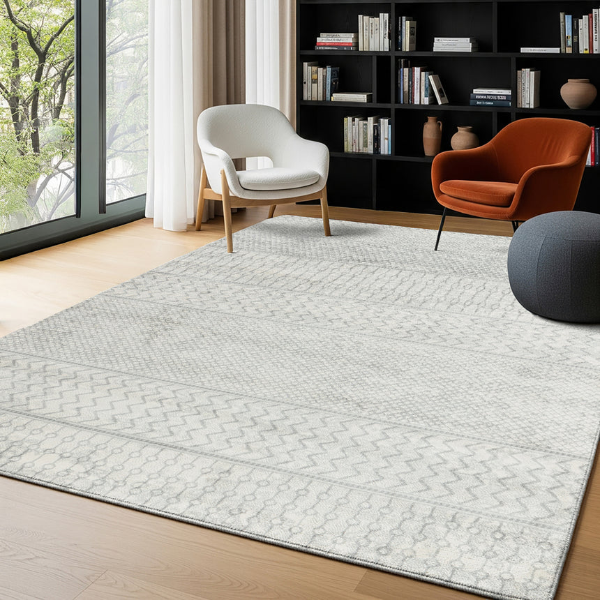 Adele Scandi Geometric Silver Grey Rug