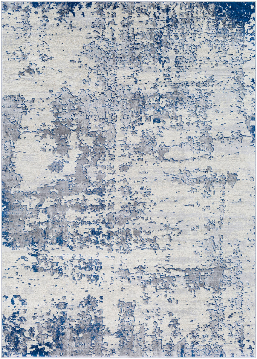 Victoire Abstract Modern Marble Dark Blue Rug
