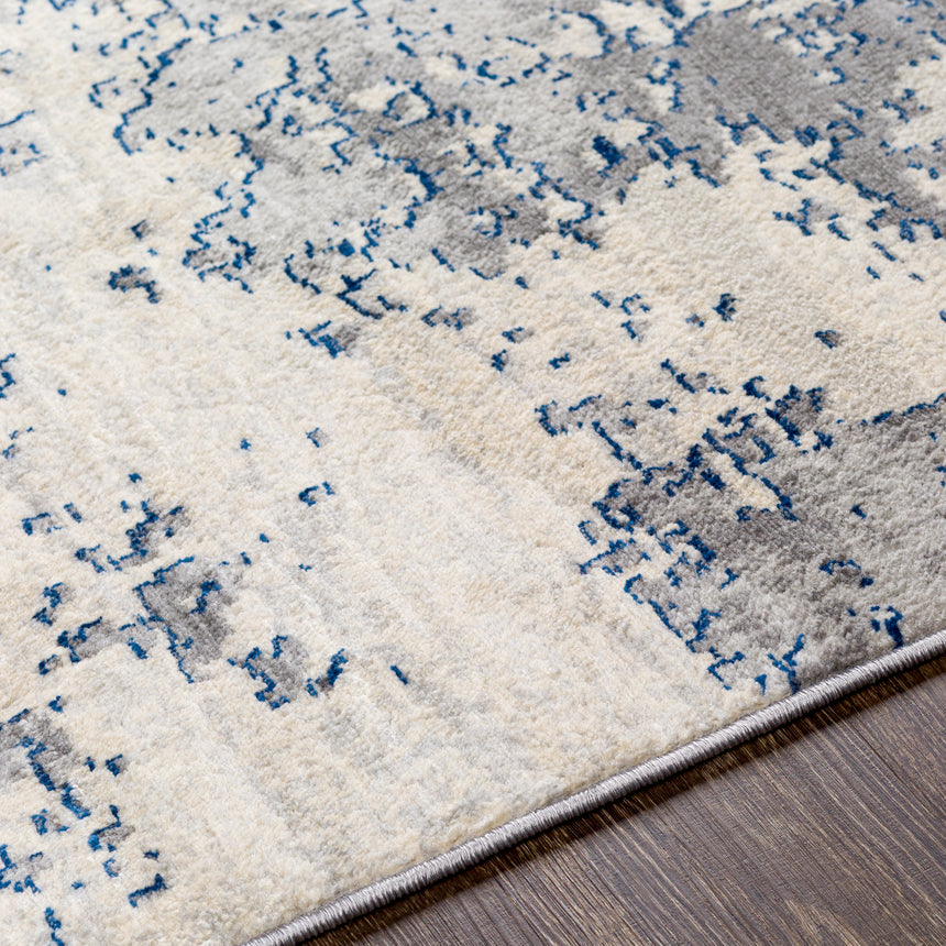 Victoire Abstract Modern Marble Dark Blue Rug