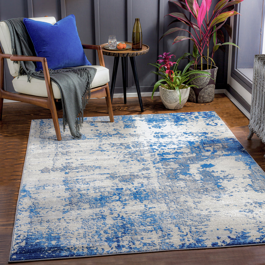 Victoire Abstract Modern Marble Sky Blue Rug - Image 2