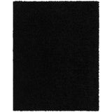 Soso Shaggy Solid Color Plush Pile Black Rug