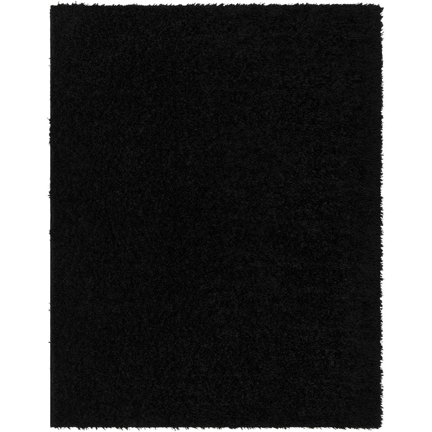 Soso Shaggy Solid Color Plush Pile Black Rug