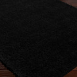 Soso Shaggy Solid Color Plush Pile Black Rug