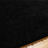 Soso Shaggy Solid Color Plush Pile Black Rug