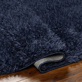 Soso Shaggy Solid Color Plush Pile Dark Blue Rug