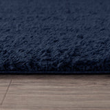 Soso Shaggy Solid Color Plush Pile Dark Blue Rug