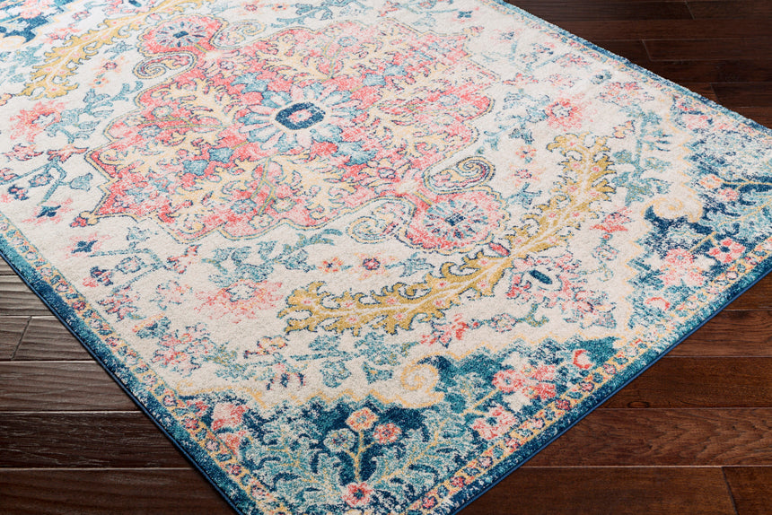 Maverick Vintage Oriental Boho Sky Blue/Garnet Rug