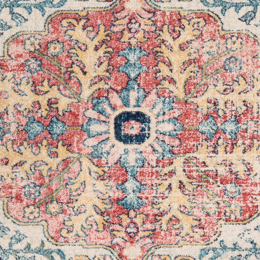 Maverick Vintage Oriental Boho Sky Blue/Garnet Rug