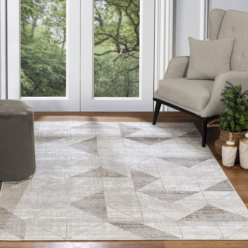Haven Scandi Geometric White/Grey Rug