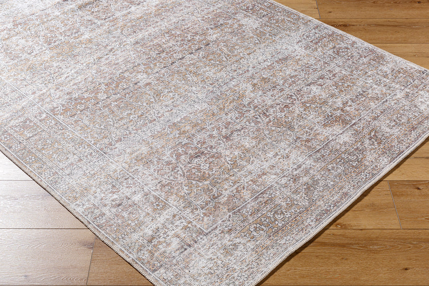 Rainier Our Pnw Home x Livabliss Machine Washable Oriental Boho Dark Brown/Cream Rug
