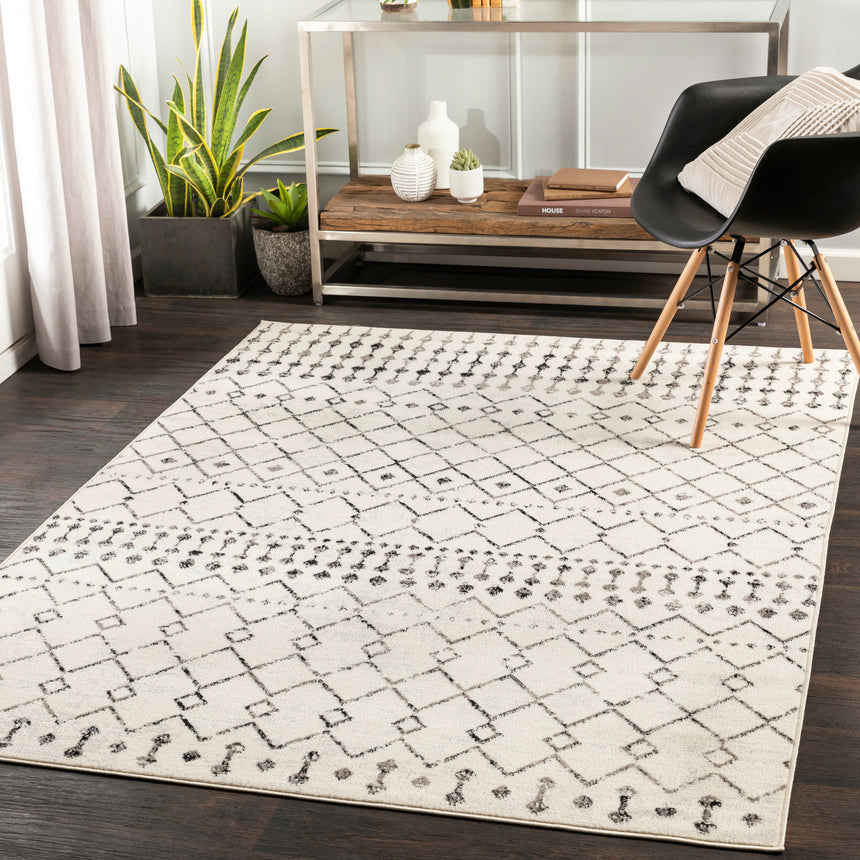 Leonor Berber Geometric Light Grey Rug