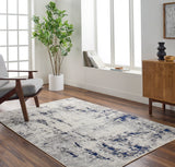 Josefa Abstract Modern Marble Dark Blue Rug