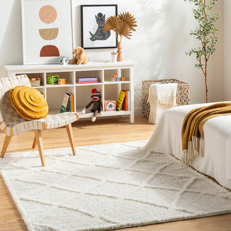 Sumaya Shaggy Modern Plush Pile Cream Rug - Image 2
