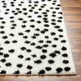 Hekuba Shaggy Modern Plush Pile Black/Ivory Polka Dot Rug