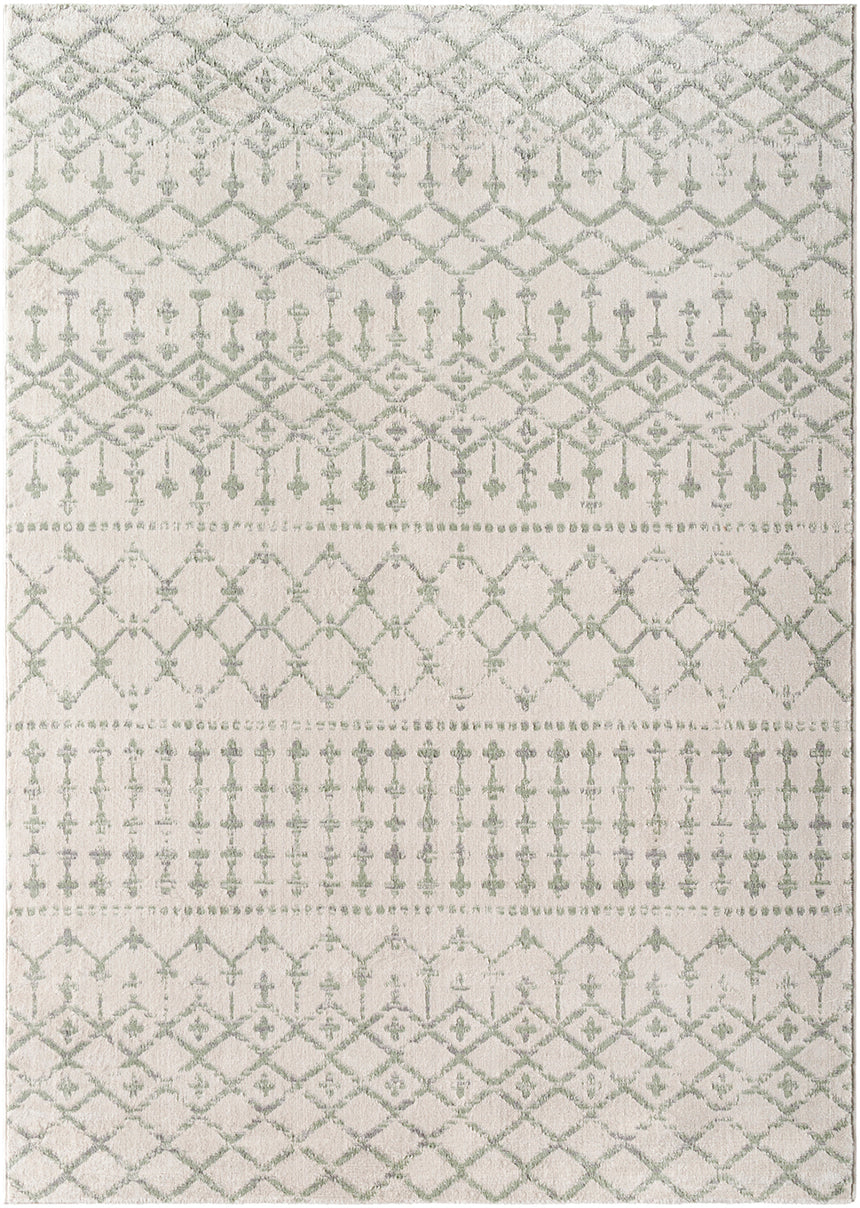 Taryn Berber Geometric High Pile Sage Rug