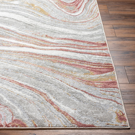 Glendy Abstract Modern Marble Coral/Beige Rug - Image 5