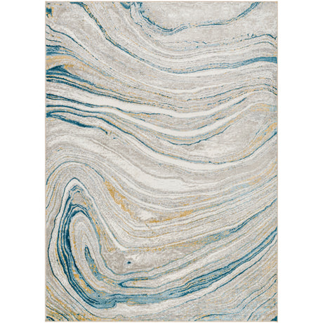 Glendy Abstract Modern Marble Dark Teal/Beige Rug - Image 1
