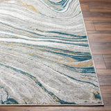 Glendy Abstract Modern Marble Dark Teal/Beige Rug
